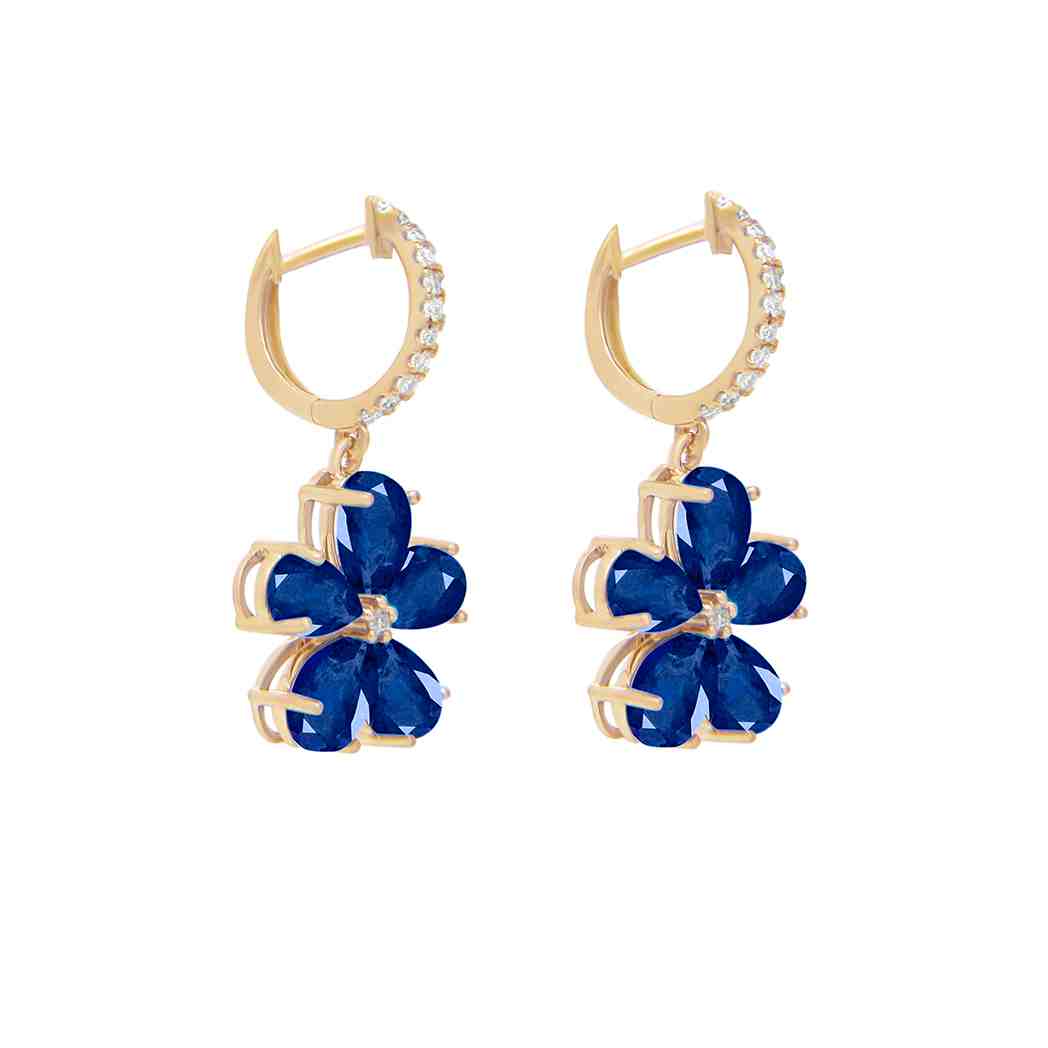 Pear & Round Cut Blue Sapphire Diamond Drop Dangle Earring ER21162ABS